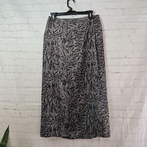 Giorgio Fiorlini 90s Dark Floral Grunge Skirt Sz M Moody Goth Wrap Side Button
